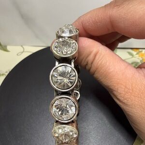 Crystal Statement Magnetic Closure Bracelet with Clear Rhinestones